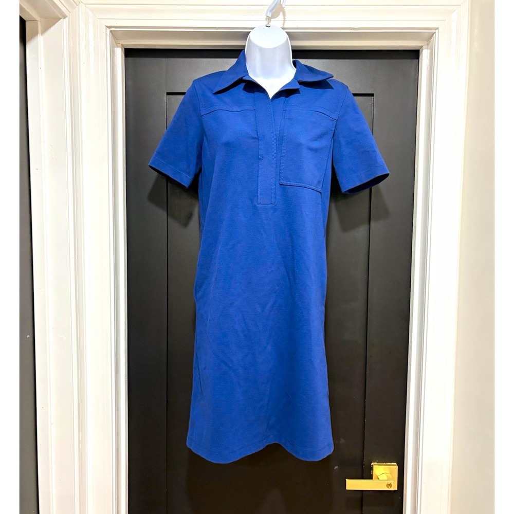 Lafayette 148 Navy Blue Petite Regenerated Punto Milano Popover Polo Dress Sz XS